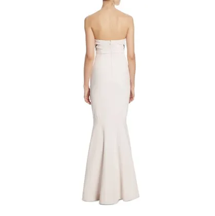 Floral Embroideried Strapless Mermaid Gown Straight Neckline Long Dress