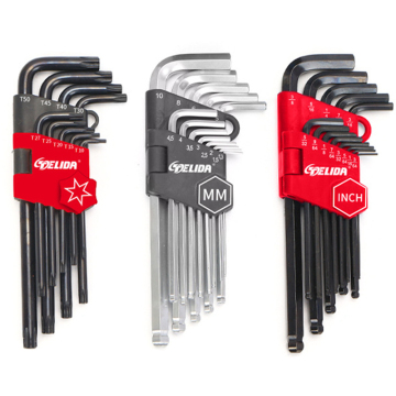 36 piezas CRV Hex Key Allen Lluvia Allen: Sae y métrico kit de bola de brazo extra largo