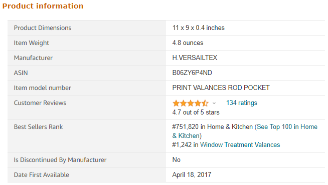 Size Information Valances