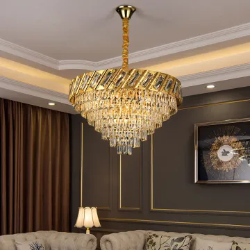 Luxurious Gold Art Deco Indoor Round Pendant Light Chandelier