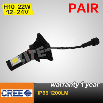 Pair High Power H10 22W CREE LED Head Light 1200lm High Beam