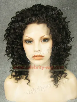 Dark Brown Bounce Curl Rihanna Synthetic Lace Front Wig