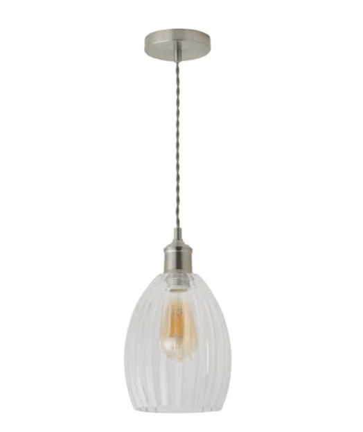Ribbed Glass Pendant Ceiling Lamp led bulb