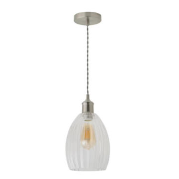 Ribbed Glass Pendant Ceiling Lamp led bulb