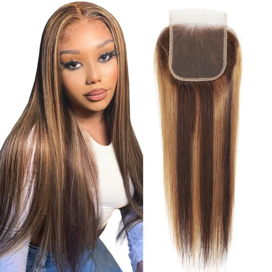 Yeswigs Lace Frontal Pre Plucked With Blonde Brown Highlight Color Baby Hair 4X4 13X4 13X6 Transparent Human Hair Lace Closure