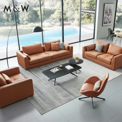 M&W Light Luxury Leather Sofa for Living Room