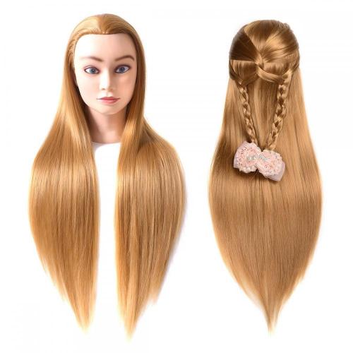 100% SYNTHETIC FIBER LIGHT BROWN COLOR MANNEQUIN HEAD FOR HAIRDRESSING PRATISE