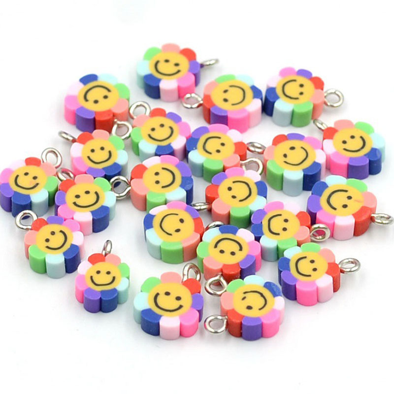 10 mm Smiley Face Sculpey Clay Perles