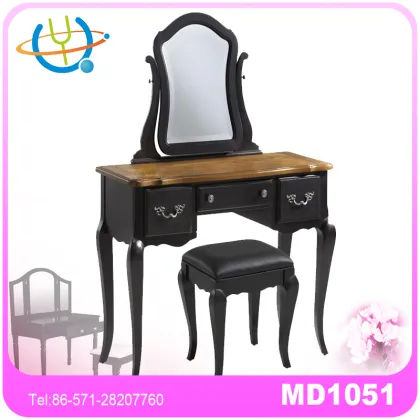 White dressing table with mirror wooden furniture dressing table