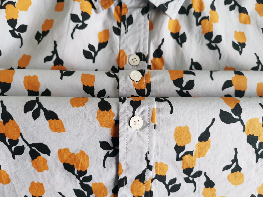 Cotton Flower Print Short Shirt