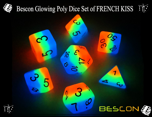 Bescon Glowing Poly Dice Set of FRENCH KISS-2