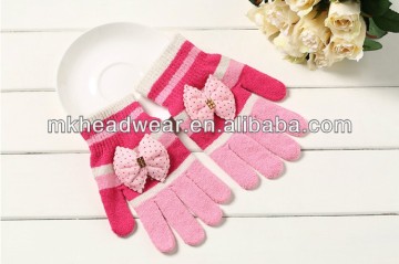pink acrylic magic knit stretch gloves