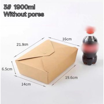 1900ml Kraft Paper Folding Takeout Box Without Holes