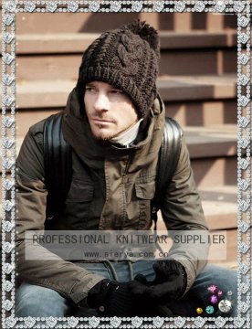 men's winter heavy cable knitting hat