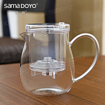 Samadoyo Pyrex Glass Tea Pots/Teacups with Infuser/Strainer/Filter and Press Button