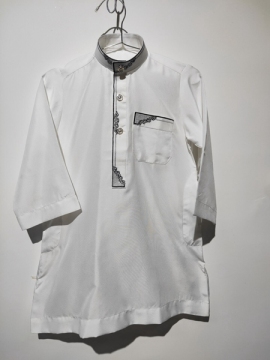 3X White Muslim Shirt For Kids