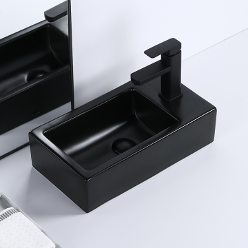 Matt Black Rectangle Tabletop Lavabo Bathroom Sink