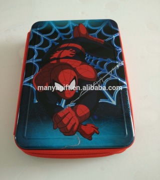 The Spider Man Tin Pecil Box with 2-layer and Zipper and Stationery