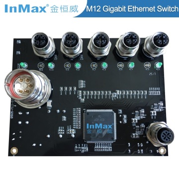 EN50155 Power M23 110V  M12 5 Port Gigabit Car Industrial Ethernet Switch