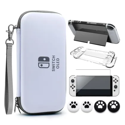 Nintendo Switch OLED Accessories Bundle: Cases, Carrying Case, and Storage Bag