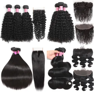 Yeswigs Cheap Raw Indian 100% Human Hair Kinky Curly Bundles With Closure Virgin Mink Brazilian Cuticle Aligned Hair Extensions