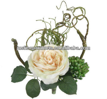 Artificial Flower Arrangement, 15.75" Artificial Rose Arrangement, High Quality Silk Rose Arrangement
