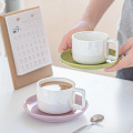 Custom Solid Colors Ceramic Cup Cappuccino Simple Ceramic Tea Cup And Saucer Black Coffee Cup With Saucer Set