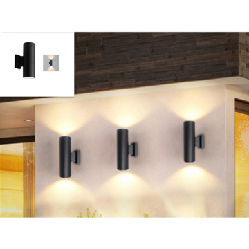 Black LED wall light for building facade