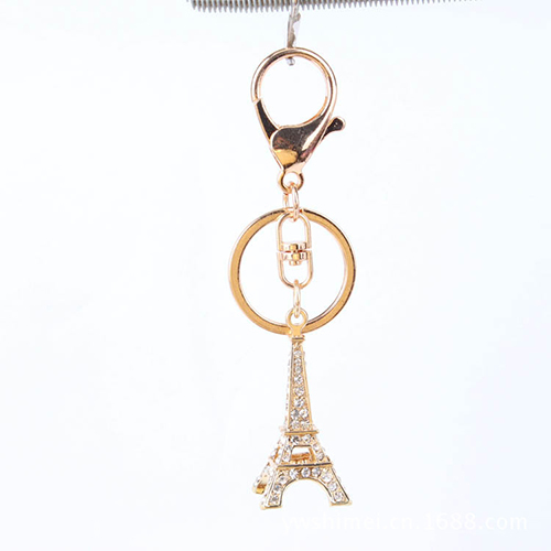 París Torre Eiffel metal llavero novedad artículos innovadores imitación oro souvenir Navidad regalo promocional llavero de cristal