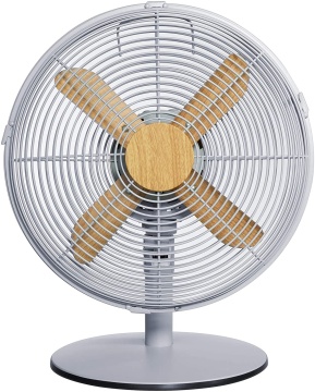 10 Inch 4-Blade Metal Table Fan with Wood Grain Effect