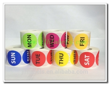 1 ROLL 500 2" ROUND RED TUESDAY DAY OF THE WEEK INVENTORY LABELS