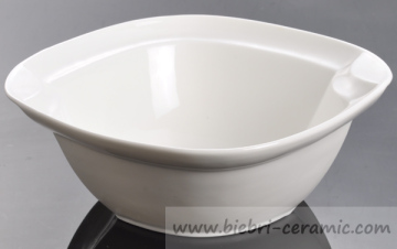 30oz Large Antique Style Square Shaped Plain White Porcelain Bowls For Hotel And Restaurant