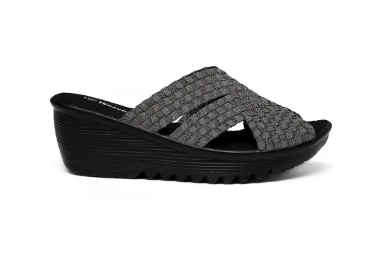 Old Silver Color Slip Resistant Sole Woven Slippers