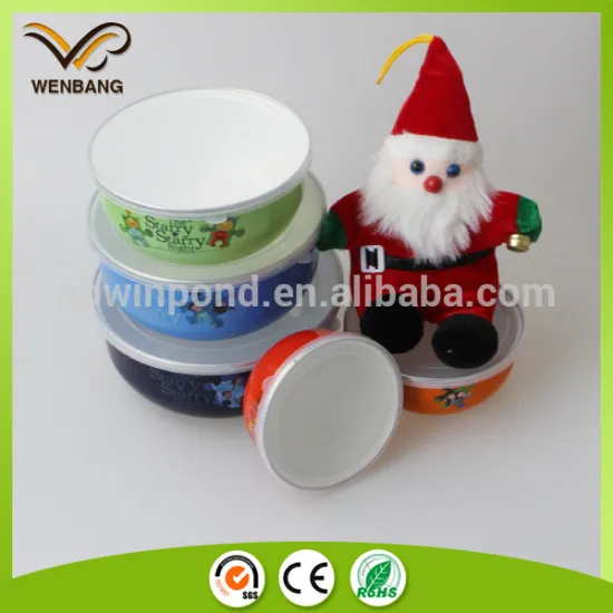 storage keep fresh metal enamel bowl with lid