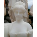 Elegant Lady Resting on Marble Couch Sculpture