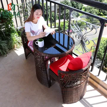 Outdoor Balcony Rattan Table Set for Garden Tea
