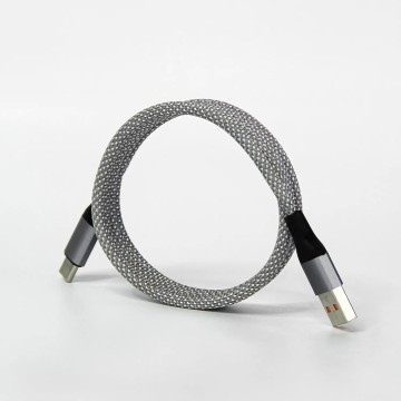 2024 New Magnetic Suction Nylon Braid USB C to C Data Cable 100W PD Fast Charging Grey 1m