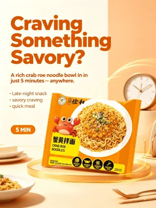 Instant crab roe noodles for supermarket shelves