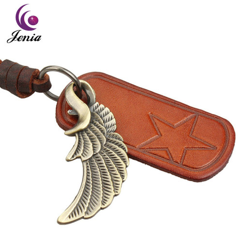Jenia 2016 Adjustable Length Hot Sale Genuine Leather Necklace For Men