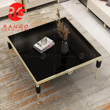 Modern Stainless Steel Leg Marble and Silver Coffee Table
