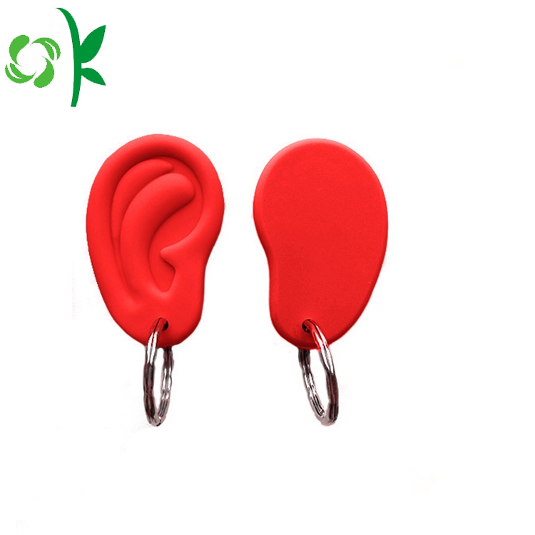 Debossed Unique Design Ear shape Silicone Keyrings