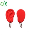 Debossed Unique Design Ear Form Silicone Keyrings