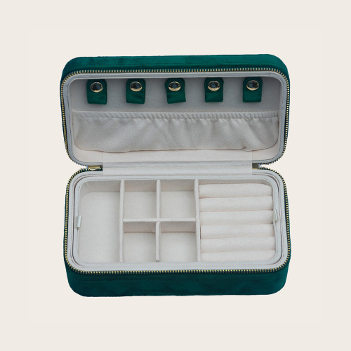 Velvet Travel Portable Jewelry Organizer Case with Zipper