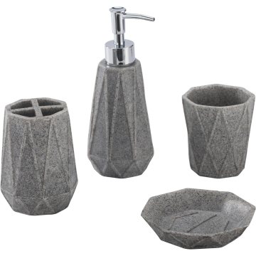 Polyresin Bathroom Accessory Set 4-Piece Gray