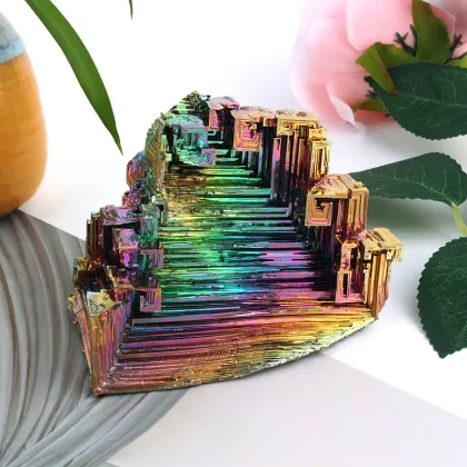 Bismuth Crystal Pyramids for Home Decoration