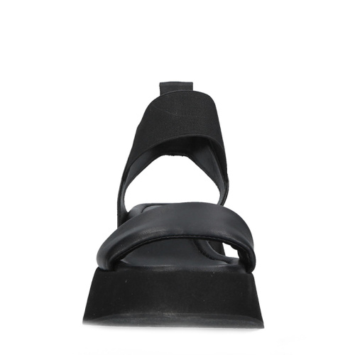 Women's Leather Flat Sandals with Wide Straps