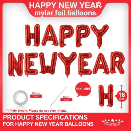 Happy New Year! Red aluminum foil banner