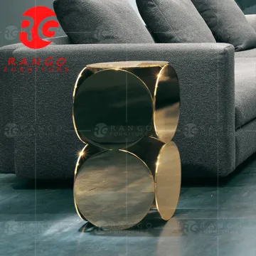 Modern Design Marble Top End Table with Stainless Steel Black Base