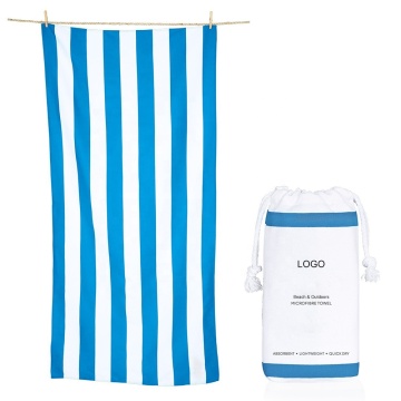 Quick Dry Lightweight Absorbent Striped Microfiber Beach Towel with Logo - Amazon Best Seller