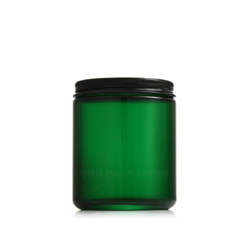 Recycled Green Glass Containers with Metal Lids - 8oz Straight Sided Candle Vessels
